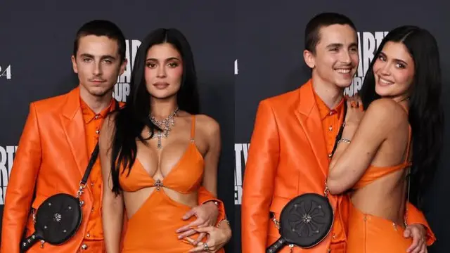 Tepis Rumor Putus, Kylie Jenner & Timothée Chalamet Tampil Kompak Serba Oranye di Red Carpet ‘Marty Supreme’
