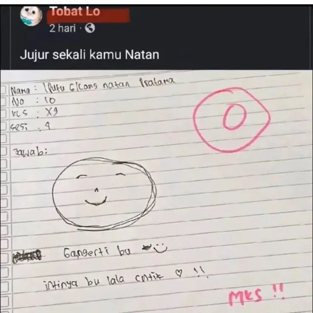 6 Komentar Guru di Lembar Jawaban Nyeleneh Murid Ini Bikin Senyum Tipis