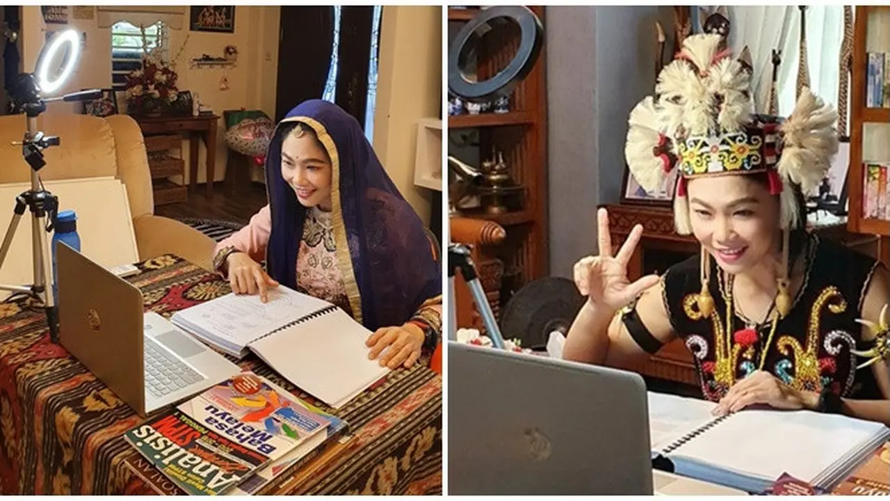 Viral Guru Pakai Pakaian Daerah Setiap Mengajar Online, Ini 6 Potretnya