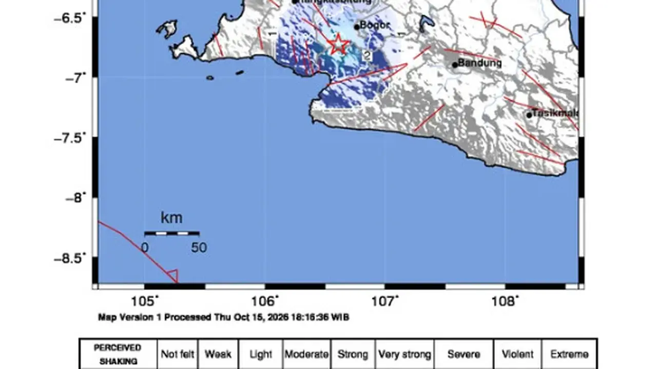 Gempa mengguncang Bogor, Jawa Barat. (Dok. BMKG)