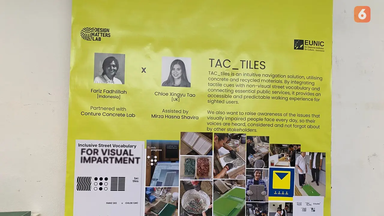 Tac_Tiles di Design Matters Lab, sebuah kolaborasi inovatif antara lima desainer Indonesia dan lima desainer Eropa bersama lima micro-factory di Bandung, Jumat (6/12/2024). (Liputan6.com/Khofifah Azzahro)