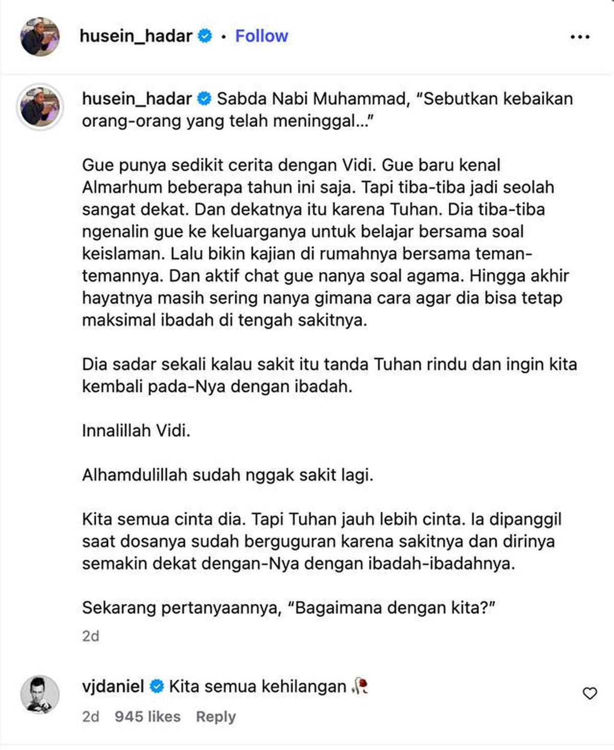 Habib Jafar Akui Vidi Aldiano The Real Duta Persahabatan: PD Insyaallah di Hadapan Para Malaikat