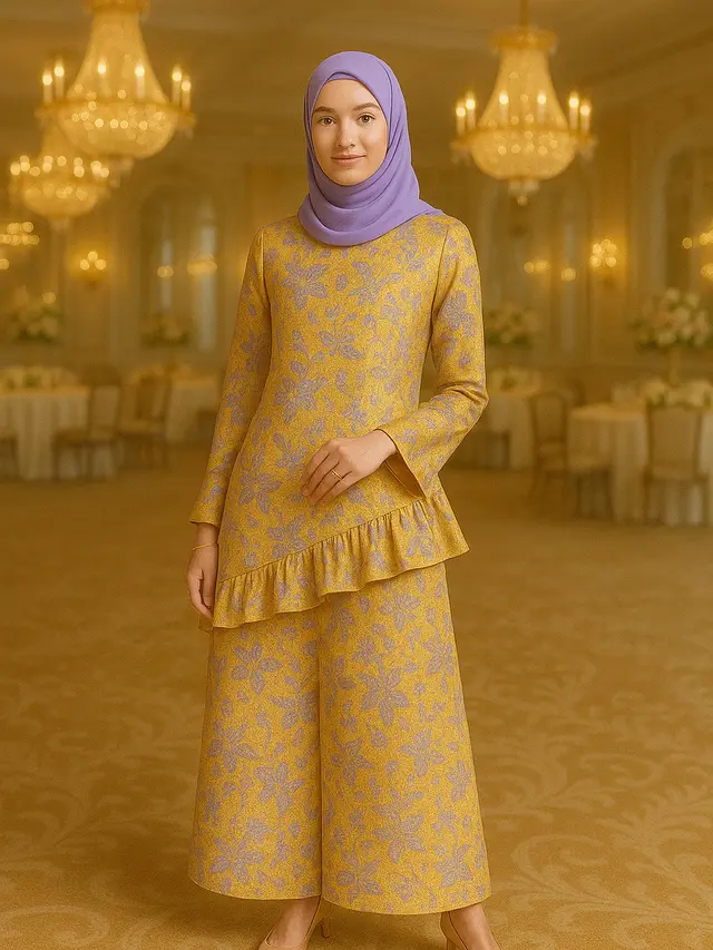 Desain Baju Gamis dan Tunik Batik Emas untuk Kondangan Glamor