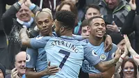 Gabriel Jesus merayakan golnya ke gawang Swansea City dalam lanjutan Liga Inggris di Etihad Stadium, Minggu (5/2/2017). (Martin Rickett/PA via AP)