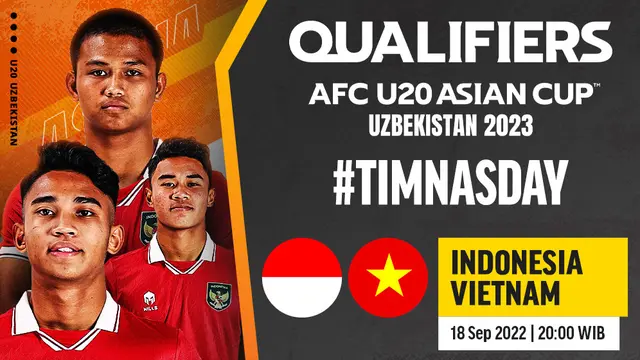 Link Live Streaming Kualifikasi Piala Asian U-20 : Indonesia Vs Vietnam di Vidio Malam Ini