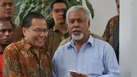 Eks Perdana Menteri dan Presiden Timor Leste Xanana Gusmao bertemu Menko Kemaritiman Rizal Ramli. (Liputan6.com/Johan Tallo)