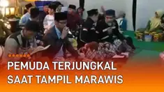 Nasib apes bisa terjadi kapan saja, bahkan saat momen penting hajatan. Seperti baru-baru ini viral dialami seorang pemuda yang tengah tampil marawis. Ia jatuh keluar panggung saat hendak duduk bersandar.
