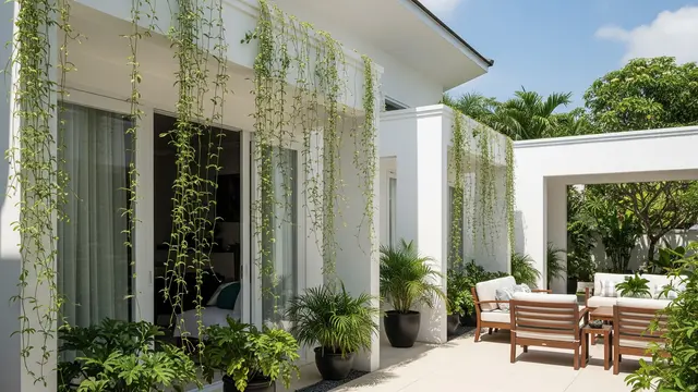 7 Model Teras Roster dengan Tanaman Rambat, Sejuk Alami dan Estetik untuk Tampilan Rumah Modern