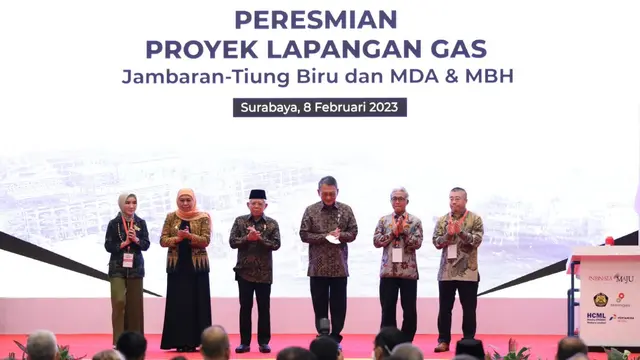 Wakil Presiden Republik Indonesia, K.H. Ma’ruf Amin, meresmikan Proyek Strategis Nasional (PSN) Jambaran-Tiung Biru (JTB) di Surabaya, Jawa Timur, Rabu (8/2/2023). (Dok Pertamina)