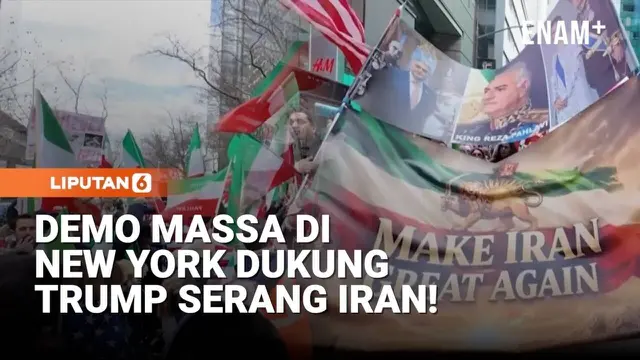 Aksi di New York Dukung Serangan AS ke Iran dan Serukan Perubahan Kepemimpinan