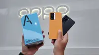 HP Android Oppo A77s resmi meluncur di Indonesia. (Liputan6.com/ Agustinus Mario Damar)