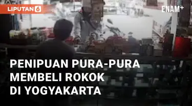 Pria membeli rokok dan membayar dengan uang 100 ribu di Sleman, Yogyakarta. Setelah rokok diberikan, pria tersebut menunggu uang kembalian