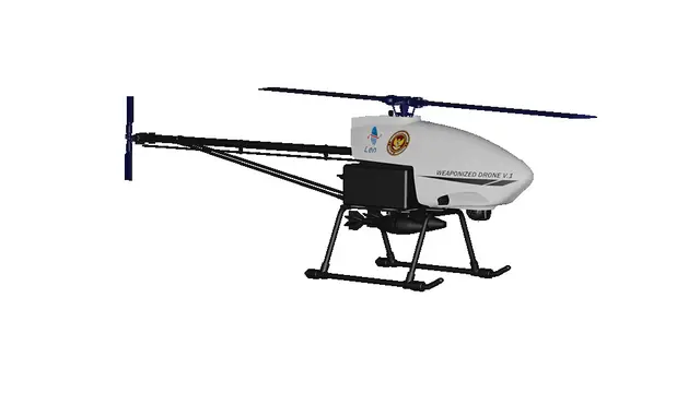 Weaponized Drone merupakan salah prototipe pesawat kendali jarak jauh karya PT Len Industri (Persero). dirancang secara spesifik untuk mendukung operasi militer.  (Dok LEN)