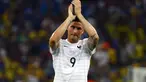 Ekspresi pemain depan Perancis, Olivier Giroud, saat ditahan imbang Ekuador 0-0 di Stadion Maracana, Rio de Janeiro, (26/6/2014). (REUTERS/Pilar Olivares)