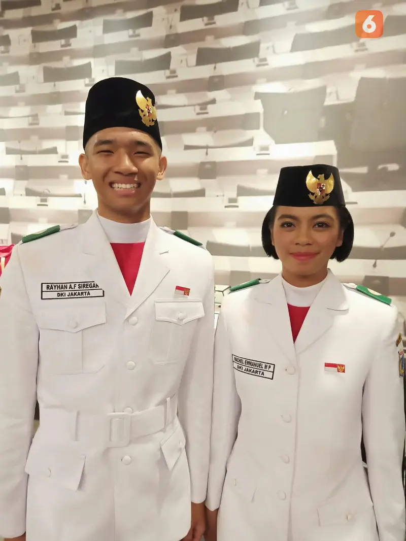 Paskibraka, Paskibraka Nasional 2019, Paskibraka 2019, HUT ke-74 RI, Pembaw Baki, Rayhan Alfaro Ferdinand Siregar, Rachel Emmanuel Miranda Putong.