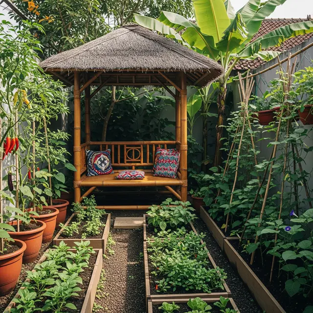 Cara Membuat Gazebo di Kebun Sayur Sempit (AI)