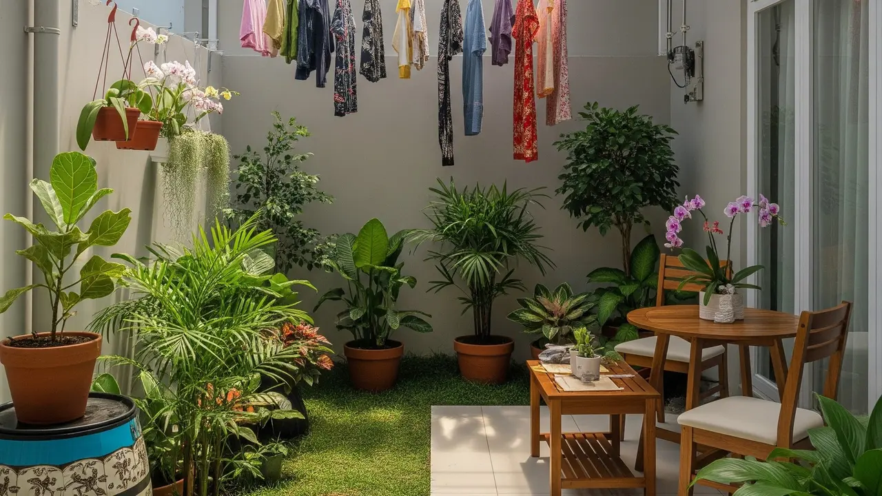9 Ide Halaman Belakang Multifungsi Tempat Jemur Tetap Cantik, Area Efisien