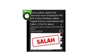 Cek Fakta: Tidak Benar FIFA Bekukan Sepak Bola Indonesia Selama 5 Tahun Akibat Tragedi Kanjuruhan