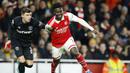 Gol-gol Arsenal dicetak oleh Bukayo Saka, Gabriel Martinelli, dan Eddie Nkietiah. (AP Photo/David Cliff)