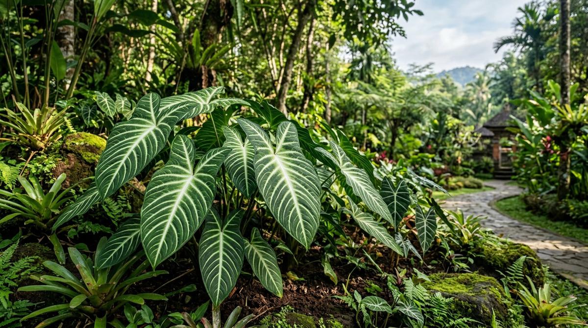 Mengenal Caladium Lindenii dengan Tulang Daun Putih yang Mencolok (AI Generated)
