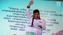 Ketua Umum PBNU KH Said Aqil Siradj memberikan sambutan pada acara Grand Launcing hari Santri 2017 di Jakarta, Kamis (10/8). Hari Santri 2017 yang jatuh pada tanggal 22 Oktober akan mengusung tema Santri Mandiri, NKRI Hebat. (Liputan6.com/Johan Tallo)