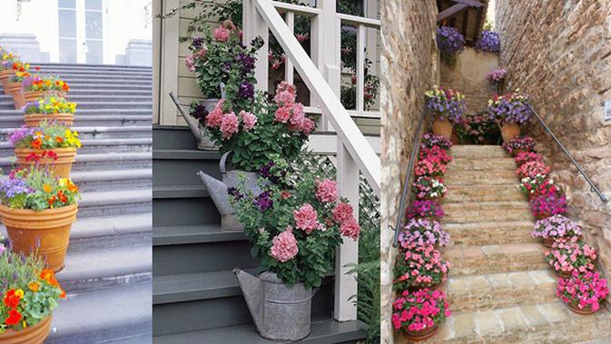 10 Cara Percantik Tangga Depan Rumah Dengan Pot Pot Bunga Fashion Fimela Com