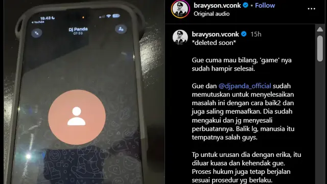 Unggahan DJ Bravy tentang DJ Panda. (Instagram/bravyson.vconk)</p>