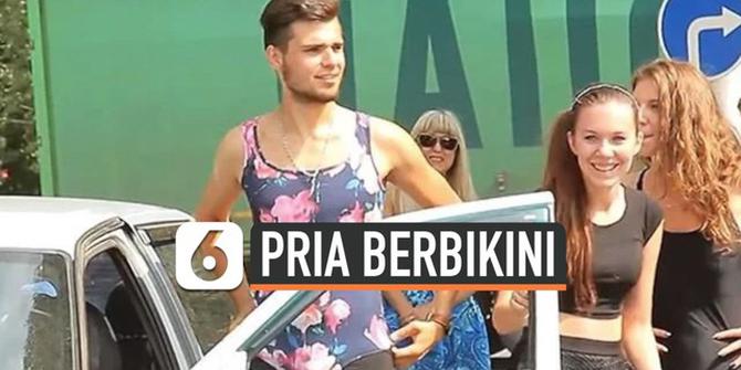 VIDEO: Pria di Rusia Pakai Bikini Agar Dapat Bensin Gratis