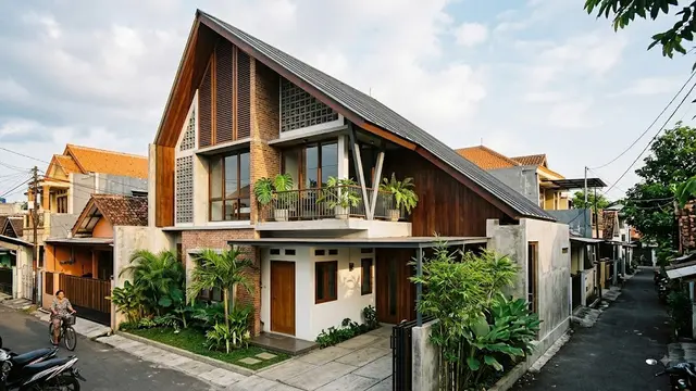 Desain Rumah Jengki Atap Asimetris Vertikal