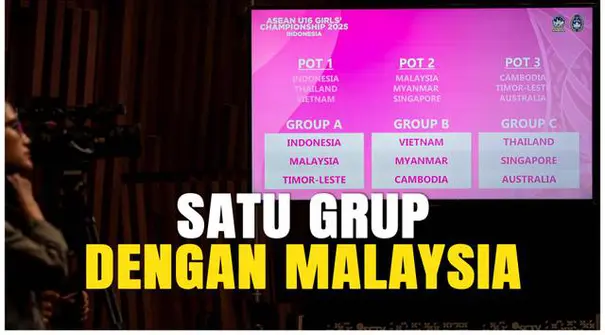Drawing Piala AFF U-16 2025 telah resmi diumumkan! Timnas Indonesia Putri U-16 tergabung di Grup A bersama Malaysia, Kamboja, dan Singapura. Laga panas melawan rival serumpun Malaysia bakal jadi sorotan utama.