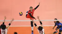 Timnas voli putri Indonesia harus mengakui kekalahan dengan skor 0-3 dari Jepang pada pertandingan pertama Grup A Asian Games 2018. (INASGOC)