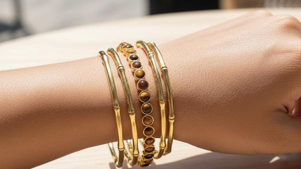 10 Model Gelang Emas Bambu Kombinasi Batu Alam, Perpaduan Etnik Modern Elegan