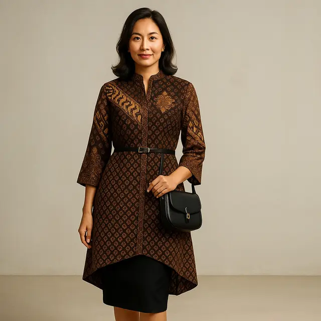 Model Baju Batik yang Cocok dengan Rok Polos untuk Acara Formal Hingga Casual/Ilustrasi gambar oleh AI