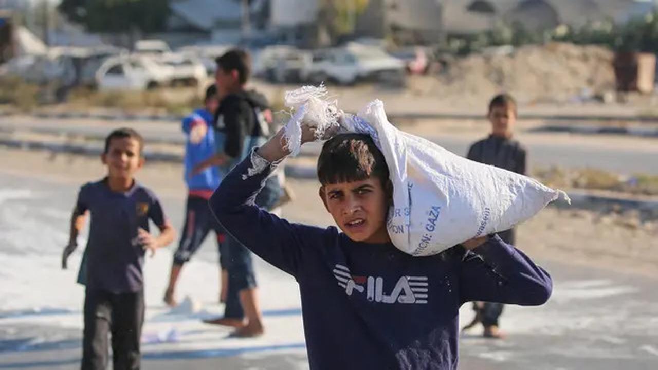 Miris, Anak-anak Pengungsi Palestina Punguti Ceceran Tepung di Jalanan