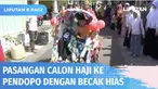 Setelah dua kali tertunda keberangkatannya ke Tanah Suci, pasangan suami istri asal Kabupaten Jombang akhirnya bisa berangkat. Uniknya, saat berangkat menuju Pendopo Kabupaten Jombang, pasangan calon haji ini mengendarai becak hias.