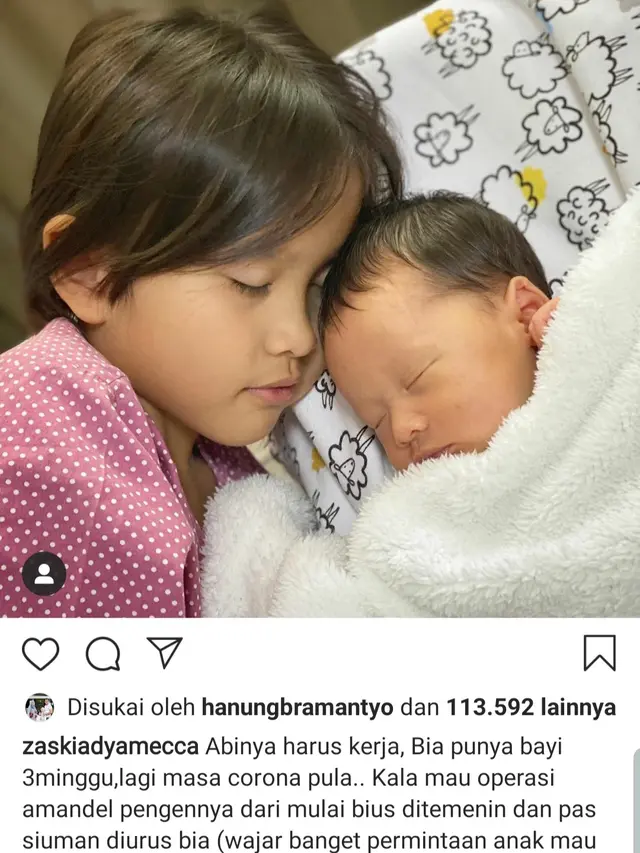 Unggahan Zaskia Adya Mecca. (Foto: Instagram @zaskiadyamecca)