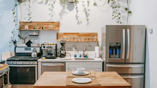 Desain Dapur dengan Tanaman di Langit-langit