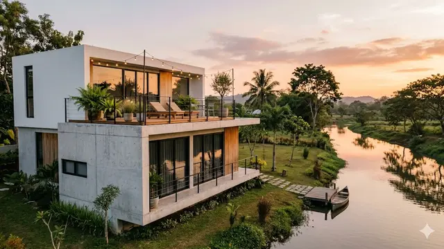 Contoh Rumah di Pinggir Sungai