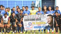 Uji coba Arema FC melawan PS Kaki Mas Dampit di Stadion Kanjuruhan, Kabupaten Malang pada Sabtu (29/8/2020), untuk mengenang almarhum Djoko Susilo. (Bola.com/Iwan Setiawan)