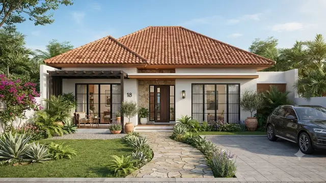 Fasad Bergaya Mediterranean Modern untuk Iklim Tropis