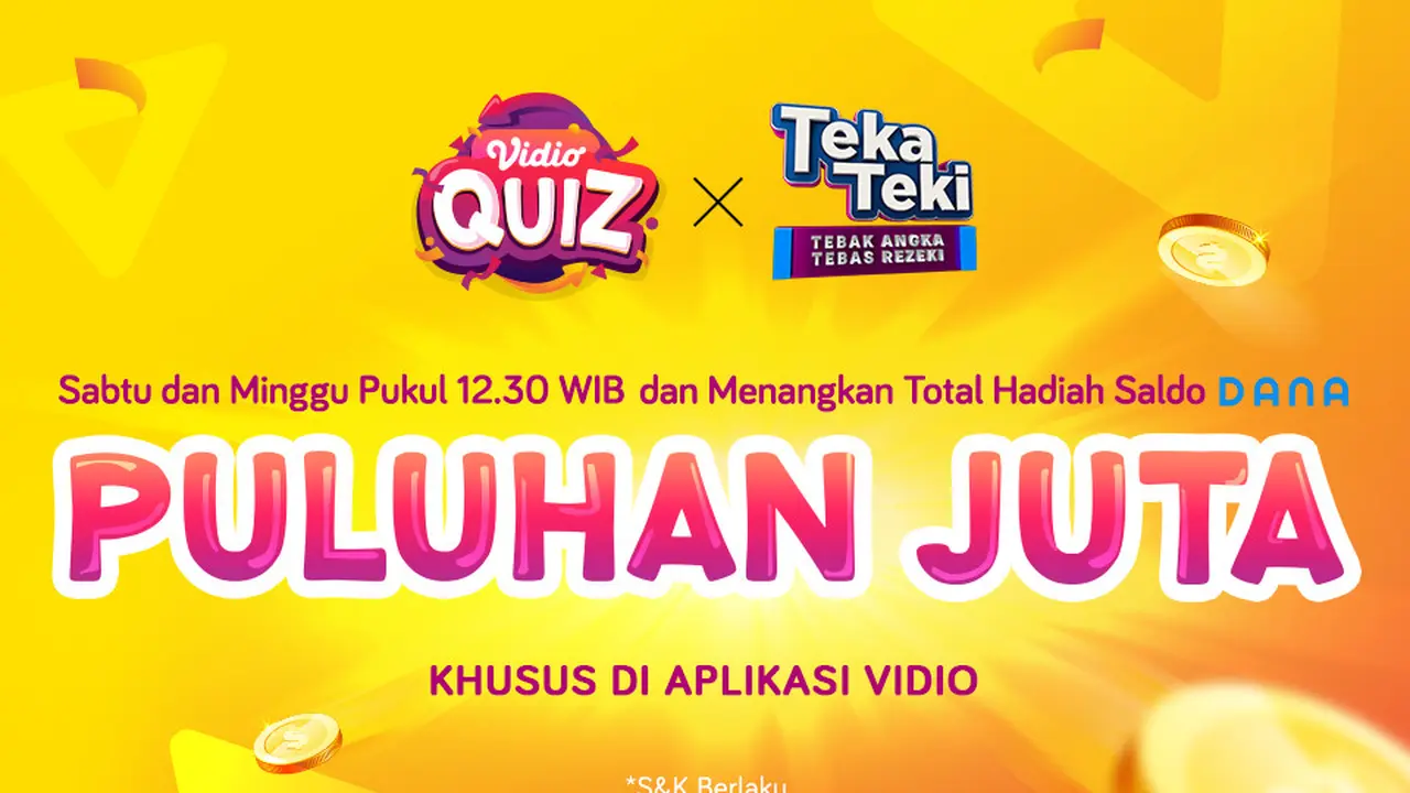 Ikuti Vidio Quiz Dengan Total Hadiah 10 Juta Saldo Dana. sumberfoto: Vidio