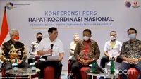 Menteri Koordinator bidang Kemaritiman dan Investasi, Luhut Binsar Pandjaitan  dalam konferensi pers, Rabu (1/12/2021).
