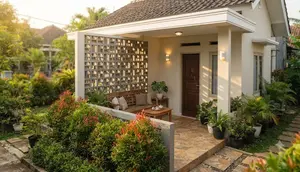 8 Ide Teras Rumah dengan Pucuk Merah dan Roster Beton, Kombinasi Sederhana yang Bikin Estetik