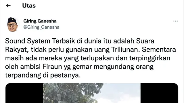 Unggahan Giring Ganesha. (Foto: Dok. Twitter @Giring_Ganesha)