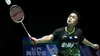 Tunggal putra Indonesia, Anthony Ginting, di Kejuaraan Dunia Bulutangkis 2019 yang digelar di Basel, Swiss. (PBSI)