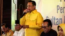 Wakil Koordinator Bidang Pratama Partai Golkar Bambang Soesatyo mendeklarasikan diri sebagai calon ketua umum Partai Golkar saat konferensi pers di Jakarta, Kamis (18/7/2019). Bamsoet mendeklarasikan diri sebagai pesaing Airlangga Hartarto bersama tiga orang lainnya. (Liputan6.com/Herman Zakharia)