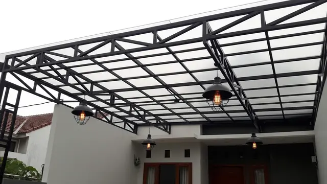 Model Kanopi Teras Industrial Minimalis untuk Rumah Kekinian