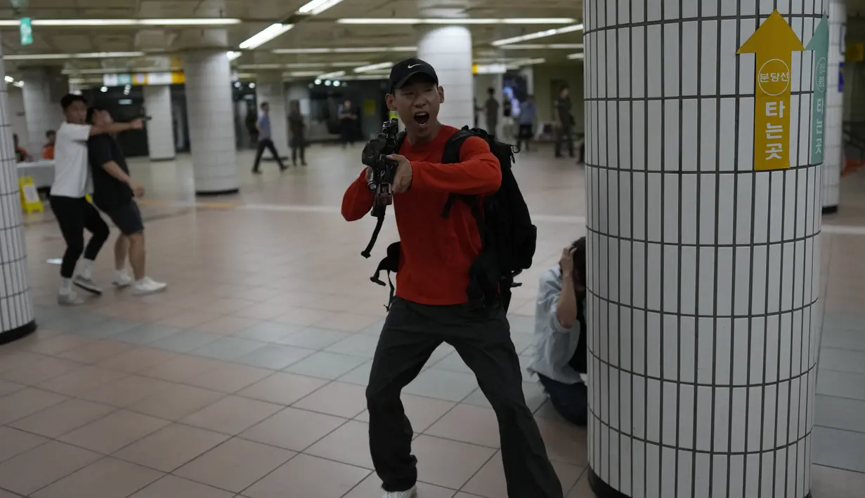 Latihan Ulchi Freedom Shield selama 11 hari adalah pelatihan pos komando yang disimulasikan oleh komputer.  (AP Photo/Lee Jin-man)
