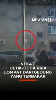 Nekat! Detik-Detik Pria Lompat dari Gedung yang Terbakar