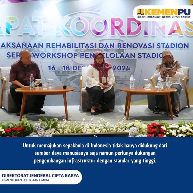 Rapat Koordinasi Rehabilitasi dan Renovasi Stadion serta Workshop Pengelolaan Stadion di Alana Hotel Bogor pada Selasa (17/12/2024).